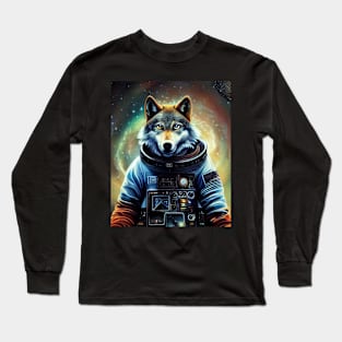 Cute Wolf In Spacesuit Long Sleeve T-Shirt